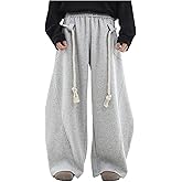 Verdusa Men's Baggy Sweatpants Y2K Athletic Wide Leg Pants Elastic Waist Barrel Trousers with Pockets