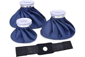 elitehood Ice Cold Pack Reusable Ice Bags Hot Water Bag for Injuries, Hot & Cold Therapy and Pain Relief with Elastic Breathable Support Wrap, 4-Pack, 3 Sizes (6"/9"/11"), (for Hot Therapy is 50-60℃)