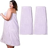 Tigeen 2 Pcs Women's Wrap Towel Spa Soft Robe Adjustable Closure Elastic Top Closure Bathrobe Lightweight Wraps for Shower