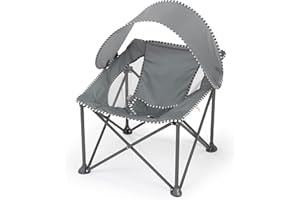 Bright Starts Pop 'N Chill Travel Seat, Indoor/Outdoor Use, Infant Seat with UPF 50+ Canopy, Grey, Ages 0-6 Months