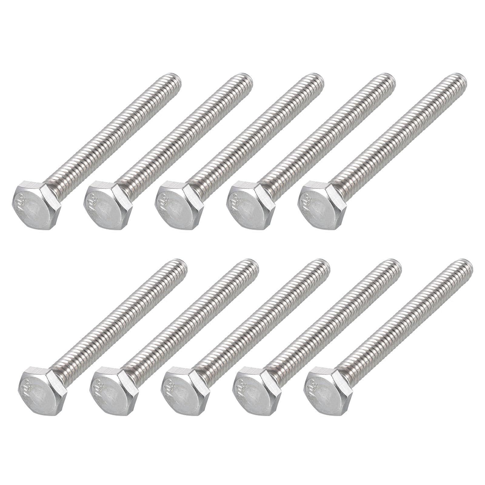 METALLIXITY Hex Head Bolts (1/4-20 x 2-1/4") 20Pcs, 304 Stainless Steel 18-8, Fully Threaded, External Hex Drive, Plain Finish, Hex Head Screw Bolt, Silver — image 1