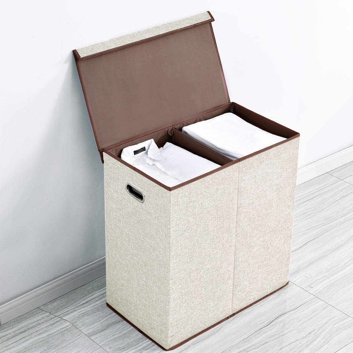 Almacenamiento y organización Cesto Ropa Sucia Beige BRIAN & DANY 150 L