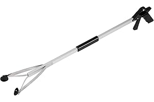 Grabber Reacher Suction Cup Grip Tool- Long 32 Inch Foldable Strong Heavy Duty Aluminum Pick Up Stick - Lightweight Trash Litter Picker Claw Extended Gripper Nabber Assist for Elderly, Luxet (Black)