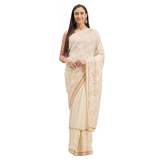 Womanista art silk with Blouse Piece Saree (TI1240_ Off White_ Onesize)