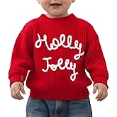 Cudtum Kids Christmas Sweater Baby Boy Girls Knit Sweaters Holly Jolly Santa Crewneck Pullover Sweater Winter Clothes Tops