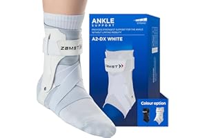 Zamst A2-DX Sports Ankle Brace with Protective Guards For High Ankle Sprains and Chronic Ankle Instability-for Basketball, Volleyball, Lacrosse, Football-White, Right, Large