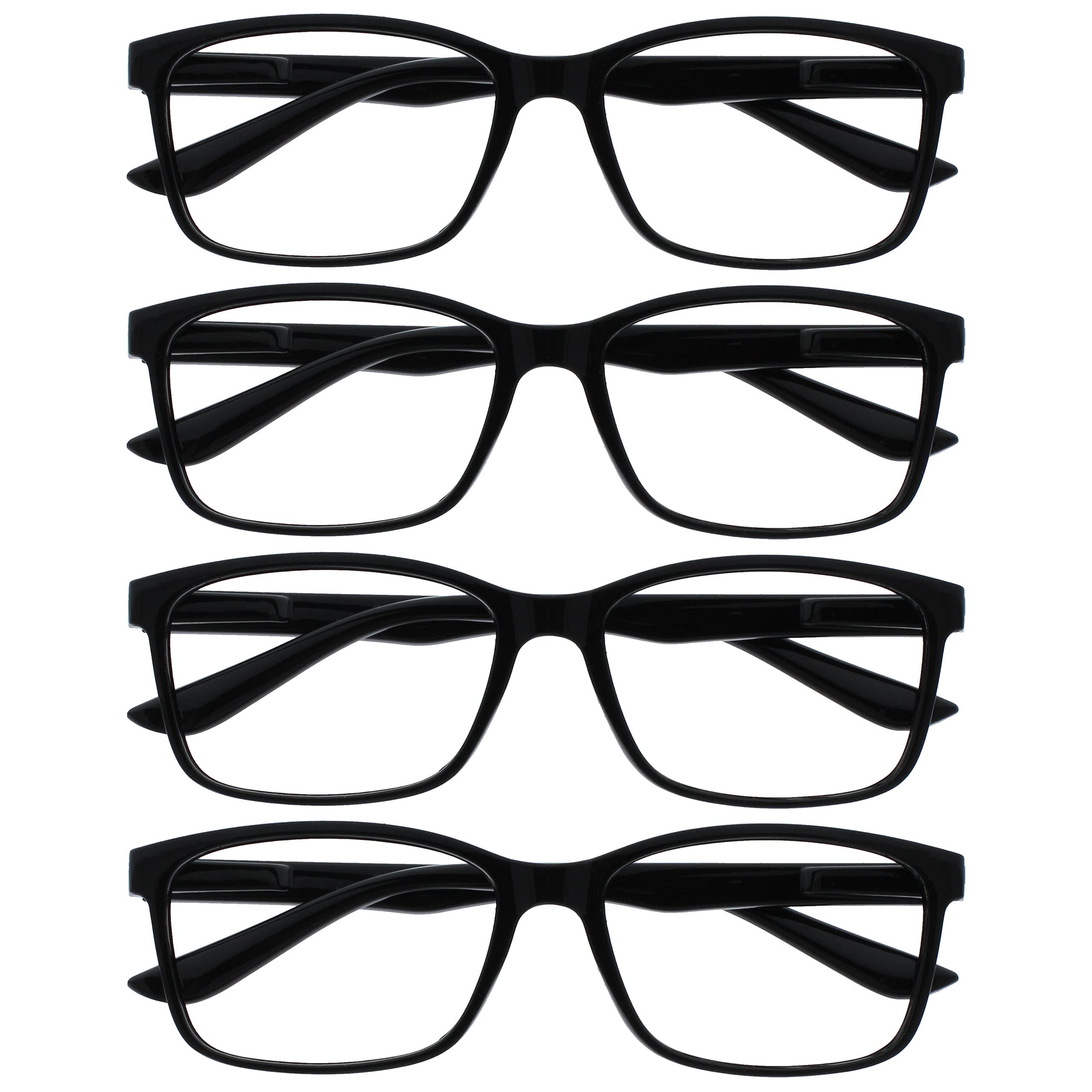 The Reading Glasses Company Black Readers Value 4 Pack Large Designer Style Mens Spring Hinges RRRR83-1 +3.00