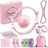 Fuelion Pilates Ring Set for Women, Home Workout Pilates Equipment with Resistance Bands, 14'' Magic Circle, Mini Ball, Pilates Starter Kit for Strength, Toning and Flexibility