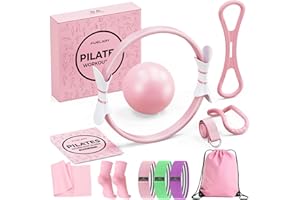 Fuelion Pilates Ring Set for Women, Home Workout Pilates Equipment with Resistance Bands, 14'' Magic Circle, Mini Ball, Pilates Starter Kit for Strength, Toning and Flexibility