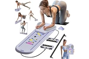 Lerpio Pilates Board, 6 in 1 Portable & Foldable Pilates Reformer Set, Pilates Board for Home Workout, Multifunctional Abdominal Board