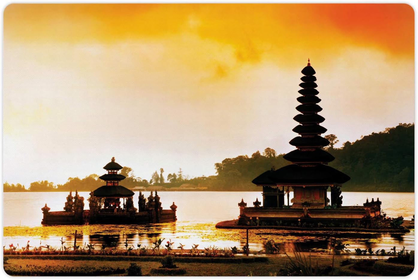 Amazon Com Lunarable Balinese Pet Mat For Food And Water Pura