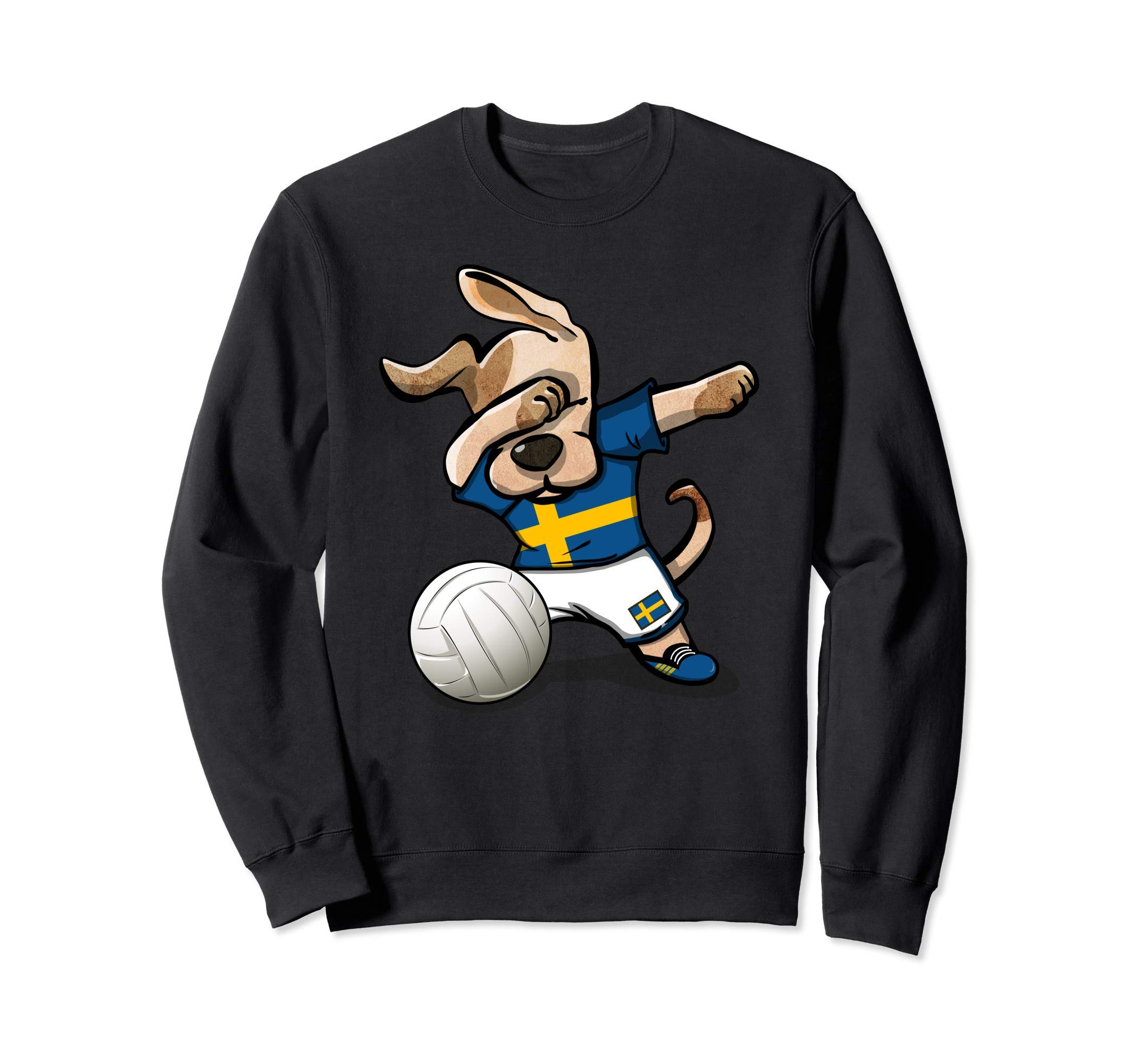 Cute Dabbing Dog Proud Sweden Volleyball Lovers Swedish Flag Sweatshirt