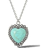 Jessica Simpson Heart Necklace for Women, 20"+2" Pendant Necklace with Turquoise Heart, Valentines Gifts for Her