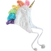 Storybook Wishes Plush Soft Fuzzy Unicorn Adult Hat (White),Large