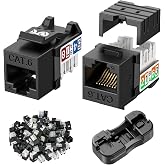 [UL Listed] Cable Matters 25-Pack Rapid-Install Cat6 Keystone Jacks, Black | Model 180070, Works with Rapid-Install Tool 180169, 10Gbps, Slim Profile, Compatible with Leviton QuickPort Systems