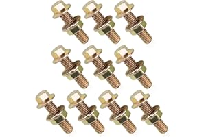 Zikefest 10PCS Exhaust Manifold Bolts Kit, 0.7 x 1.45 Inch Carbon Steel Non-Slip Hex Flange Nut Screws, Car Retrofit Replacement Parts, Universal for Most Car, Truck & SUV (Gold)