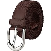 Falari Men Women Multicolored Elastic Stretch Braided Belt Canvas Fabric Woven No Holes Belt