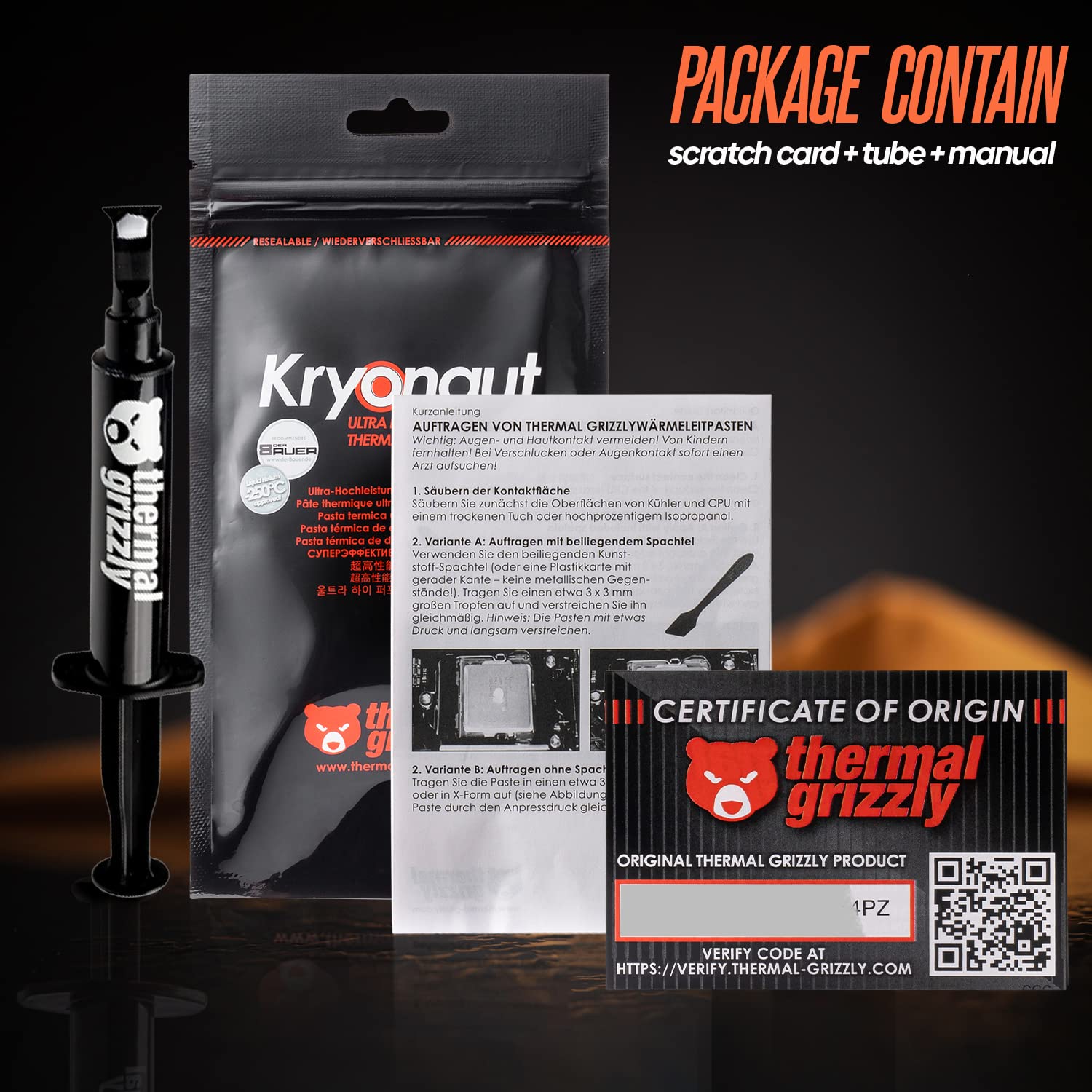 Thermal Grizzly Kryonaut The High Performance Thermal Paste Cooling All Processors, Graphics Cards and Heat Sinks in Computers and Consoles Combo Extra Spatula (Kryonaut 11.1g Combo)