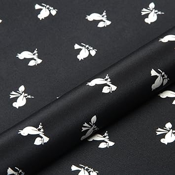Noir En Soie Crêpe De Chine En Tissu Avec Imprimé Petit