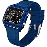 findtime Mens Digital Watch Dual Time Square Watches Waterproof Sport Military Outdoor Unique Cool Big Face Large Rectangle Wrist Watch Alarm Stopwatch Countdown Led Luminous Relojes para Hombres