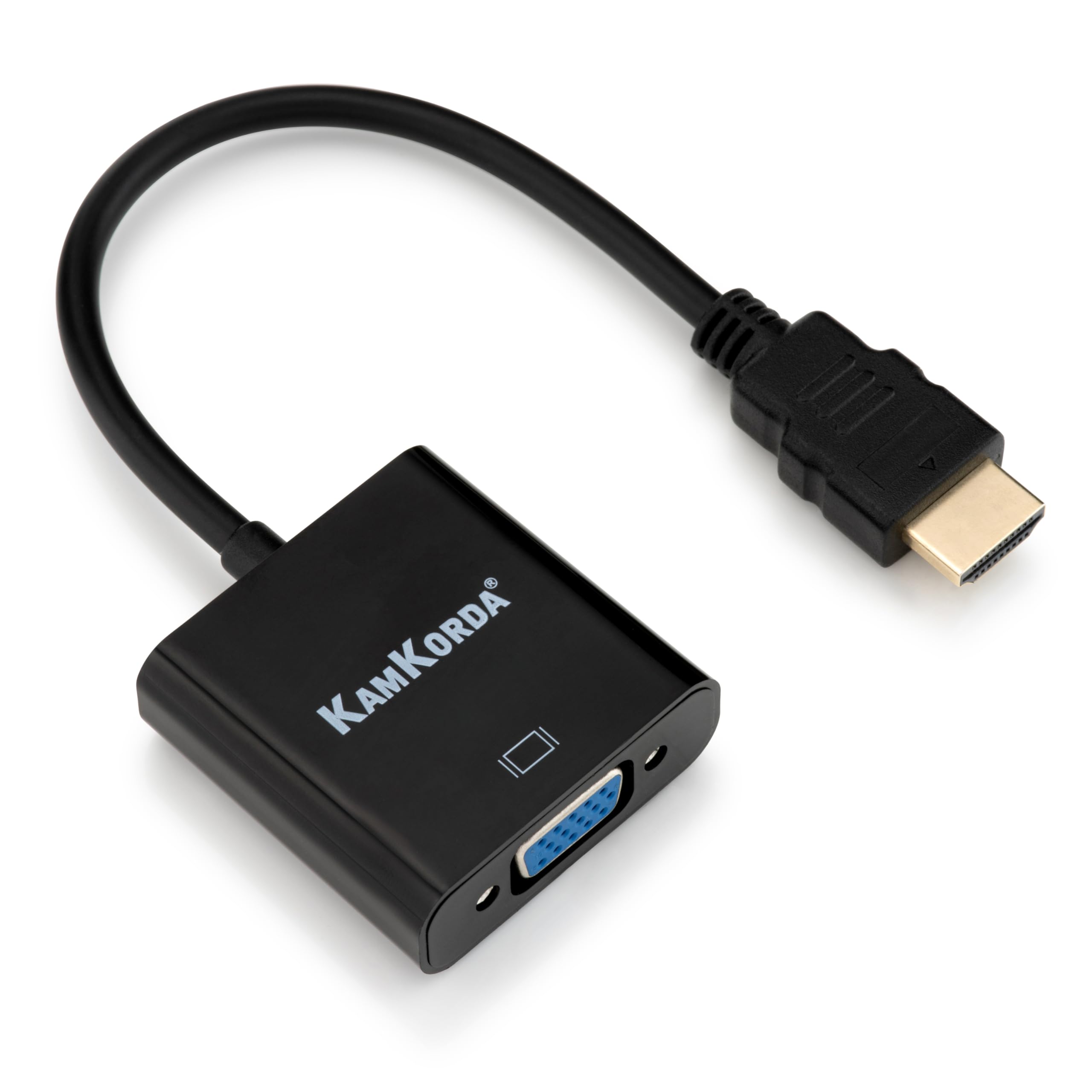 KamKorda HDMI to VGA adapter, 1080p Full HD converter, male to female, gold‑plated, plug‑and‑play for monitor, laptop, projector