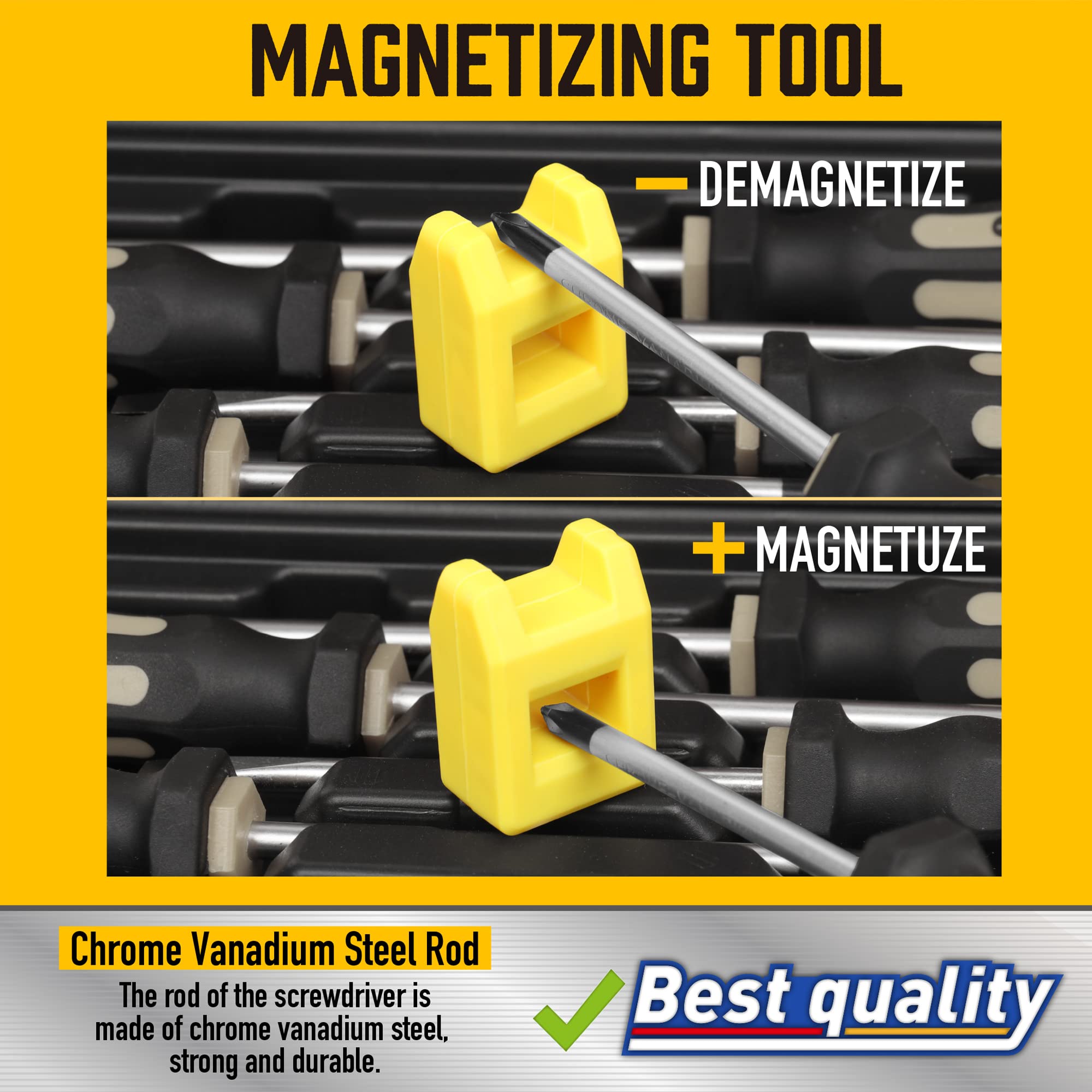 Magnetic Screwdrivers Set with Case, Amartisan 72-piece Includs Slotted, Phillips, Hex, Square, Pozidriv,Torx Bits and Insulated Screwdriver Set (1000V), Tools for Men