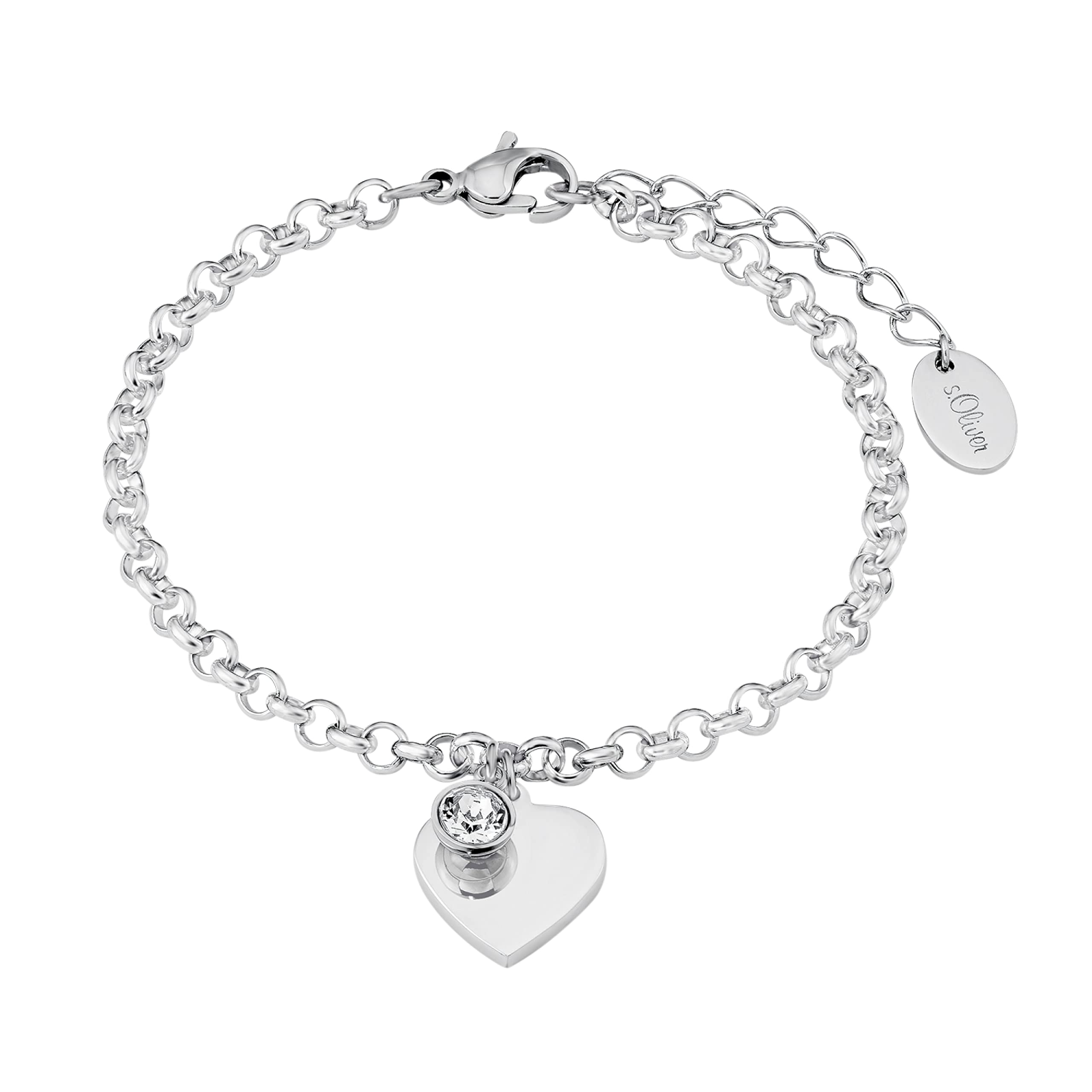 s.Oliver Armband 925 Sterling Silber/Edelstahl für Damen, Armschmuck, Herz, Kommt in Schmuck Geschenk Box