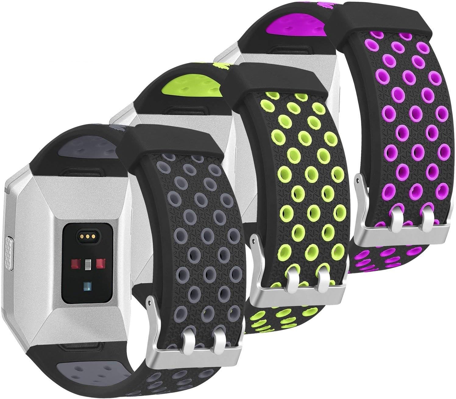 SKYLET Compatible with Fitbit Ionic Bands, Soft Silicone Sport Replacement Wristbands Compatible with Fitbit Ionic with Metal Buckle Men Women(No Tracker)