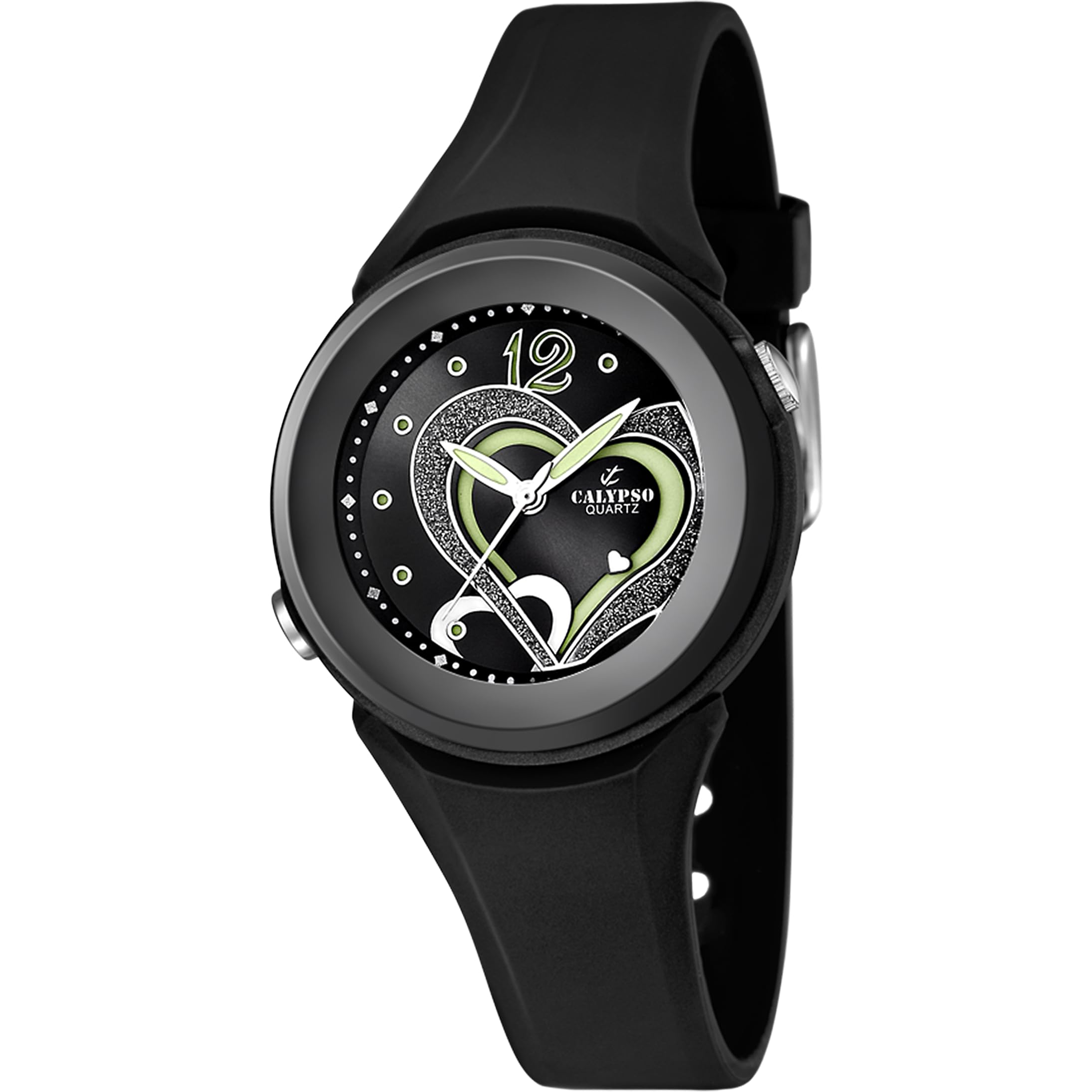 Calypso Women's Quartz Watch with Black Dial Analogue Display and Black Plastic Strap K5576/6