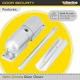 Burg-Wächter Spring Loaded Adjustable Auto Closing Door Closer Satin Chrome view 3