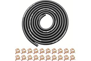 Tnisesm 1/4 Inch ID Fuel Line Hose 10 Feet + 20Pcs 2/5" ID Hose Clamps for Kawasaki Kohler Briggs & Stratton Small Gas Diesel