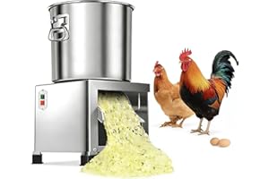 Commercial & Household Poultry Feed Processor, 4-Blade Stainless Steel Vegetable Dicer Chopper, Large Feed Port, Removable fo