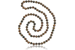 MGR MY GEMS ROCK! 36 Inch 7-8MM Long Polished-Finish Genuine Semi-Precious Stone Endless Infinity Long Beaded Strand Necklace.