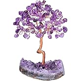 Jovivi Amethyst Crystal Tree of Life,Amethyst Cluster Base Money Tree Bonsai Decorations,Crystal Tree for Positive Energy,Handmade Gemstone Tree,Purple Room Office Desk Feng Shui Tree Decor