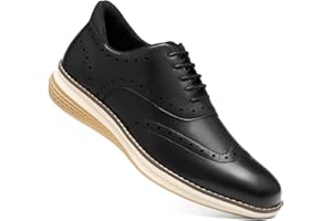 HEEZ Men's Dress Sneakers, Casual Dress Shoes for Men Comfortable, Wingtip Business Formal Oxfords Shoes for Office Work Wedd