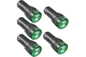 V TELESKY 5 Pcs 12V 22mm Green Indicator Light with Buzzer LDE Flash Buzzer Alarm for Electrical Control Panel, HVAC, DIY Projects