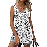 Tencede 2026 Summer Tank Tops for Women Sleeveless V Neck Babydoll Loose Flowy Floral Print Blouse S-3XL