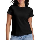 Stelle Women's Cotton Crewneck T Shirt Short Sleeve Basic Tees Summer Tops | 100% cotton,Crew neckline,Fitted silhouette,Side hem slits,Double-stitched seams,Breathable,Everyday essential,Easy to layer