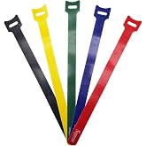 Superun Multi-Color Hook and Loop Cable Ties 10 Inch Fastening Wire Wrap | 50 Pack,Multi-Purpose,10x0.47 inch，Reusable Cord Organizer，Adjustable Cable Management,Easy to Remove