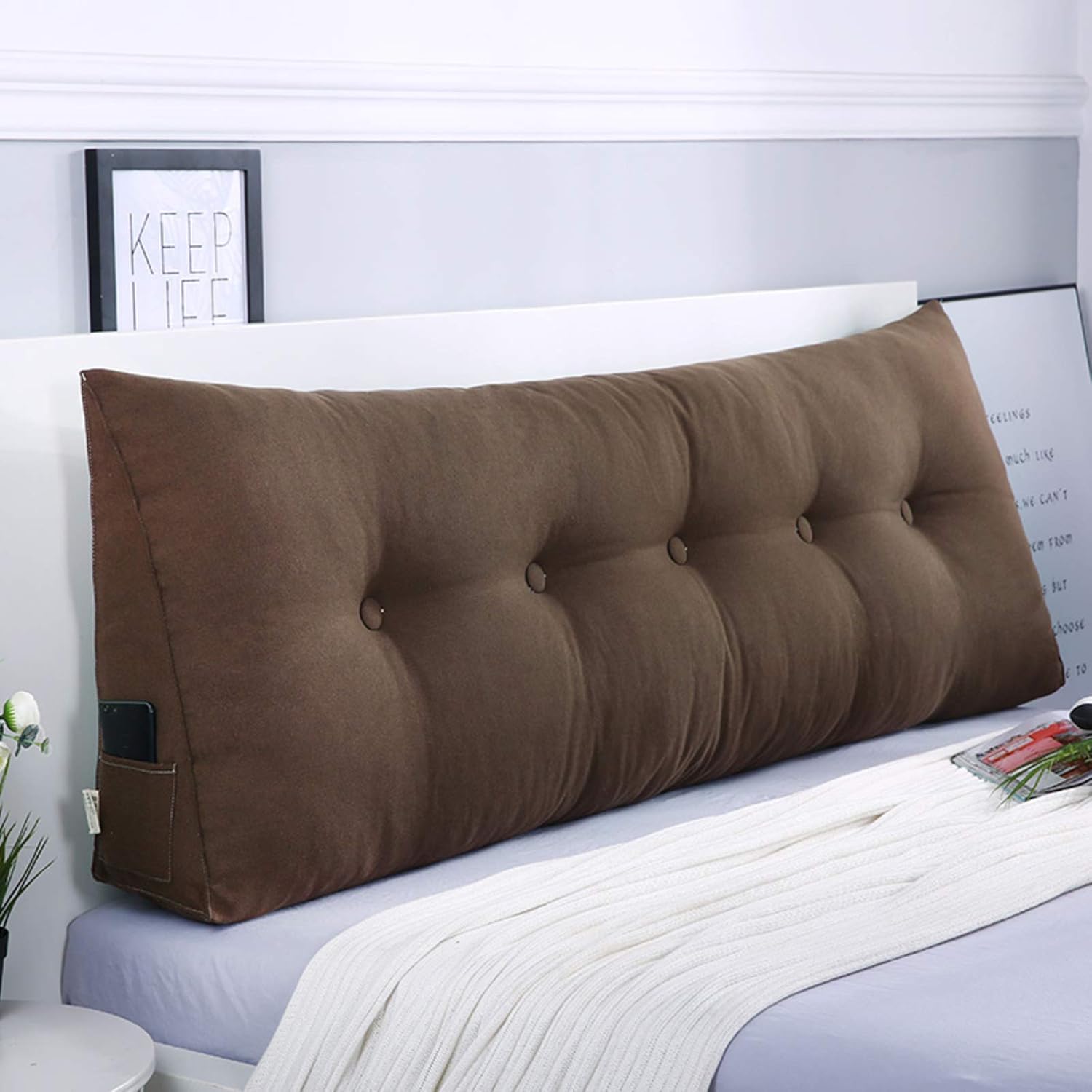 large bolster triangular headboard backrest