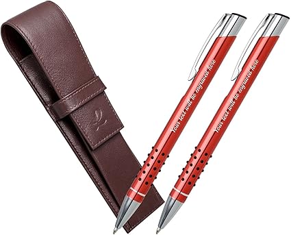 Regali Natale Economici.Idee Regalo Di Natale Economici 2 X Arancione Penne A Sfera Piu Cassa Della Penna In Pelle Marrone Scuro Blu Inchiostro Nero Amazon It Cancelleria E Prodotti Per Ufficio