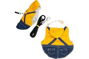 COPFEU Rabbit Harness and Leash,Small Animal Clothes for Rabbit Guinea Pig, Bunny Plaid Harness Leash Guinea Pig Clothes for Kitten and Other Small Animals (Yellow,S)