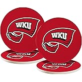 Desert Cactus Western Kentucky University Circle Ceramic Coasters 4 Pack WKU Hilltoppers Absorbent Drink Coasters with Cork Backing (Design A)