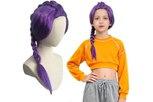 ONLOOKERS 23/35 Inches Long Purple Braided Wig, Girls Anime Cosplay Hair Extensions for Halloween Costume Party (Purple, 23 Inch)