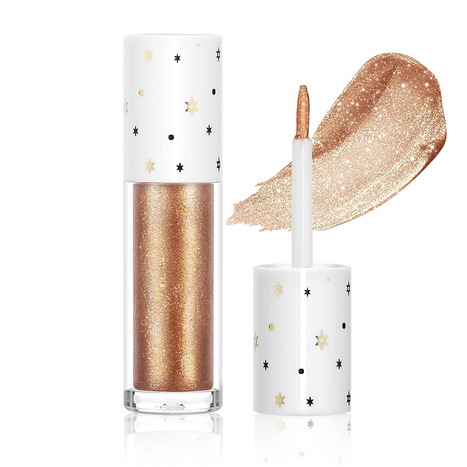 Go Ho Glitter Eye Makeup, Liquid Eyeshadow, Eyeliner Diamond Sparkle Eye Stick, Shimmer and Shine Lip Gloss for Women, 04# Champagne Bronze