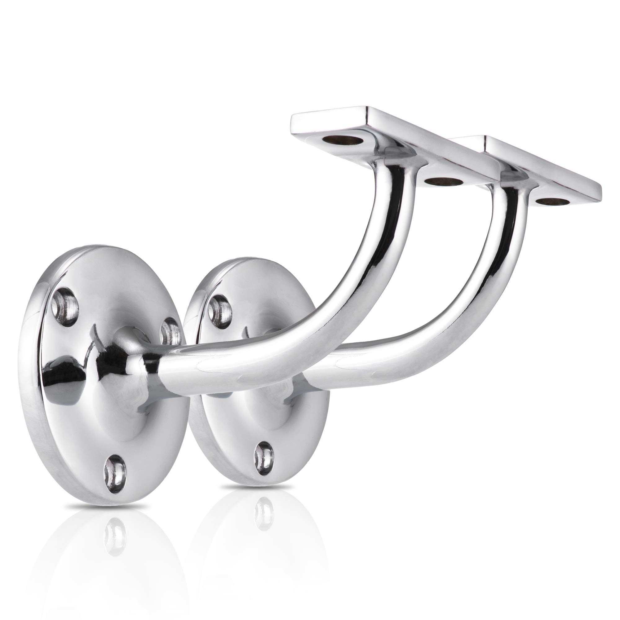 XFORT Set of 2 Polished Chrome Handrail Brackets, Banister Brackets for Stair Banister Handrail.
