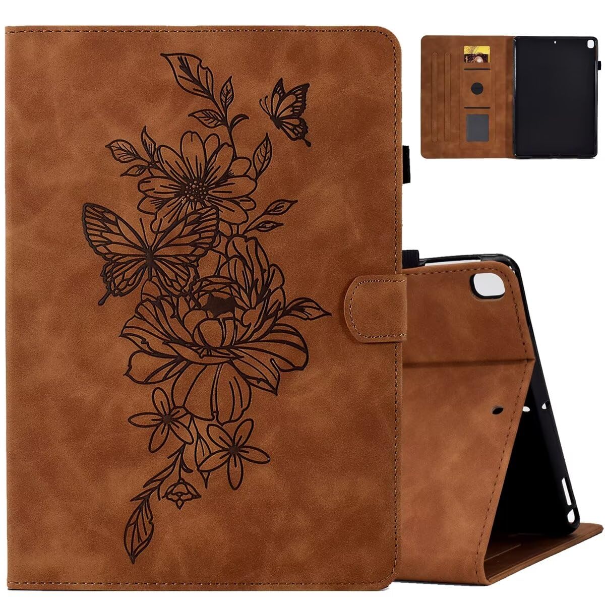 MOKASE Case for iPad 9th/8th/7th Generation 10.2 inch 2021-2019 Release, Suede Kickstand Multi-Angle Protective Cover with Auto Wake/Sleep with Pen Holder & Card Slots for iPad 10.2/Pro 10.5, Brown — image 1