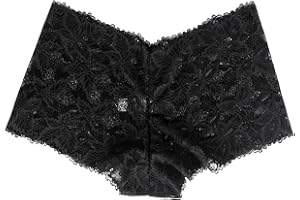 Ladies' Lace Boyshorts with Floral Pattern & Scalloped Edging, 90% Polyamide 10% Elastane, Comfortable Women's Underwear