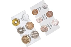 Generic 2 Pcs Japanese Yen Coin Holder Hard Case Organizer and Storage for Coins Rectangle JPY Coin Organiser and Dispenser, Plastic Coin Sorter Wallet with 6 Slots (White, Clear), Pinane-Holder-97