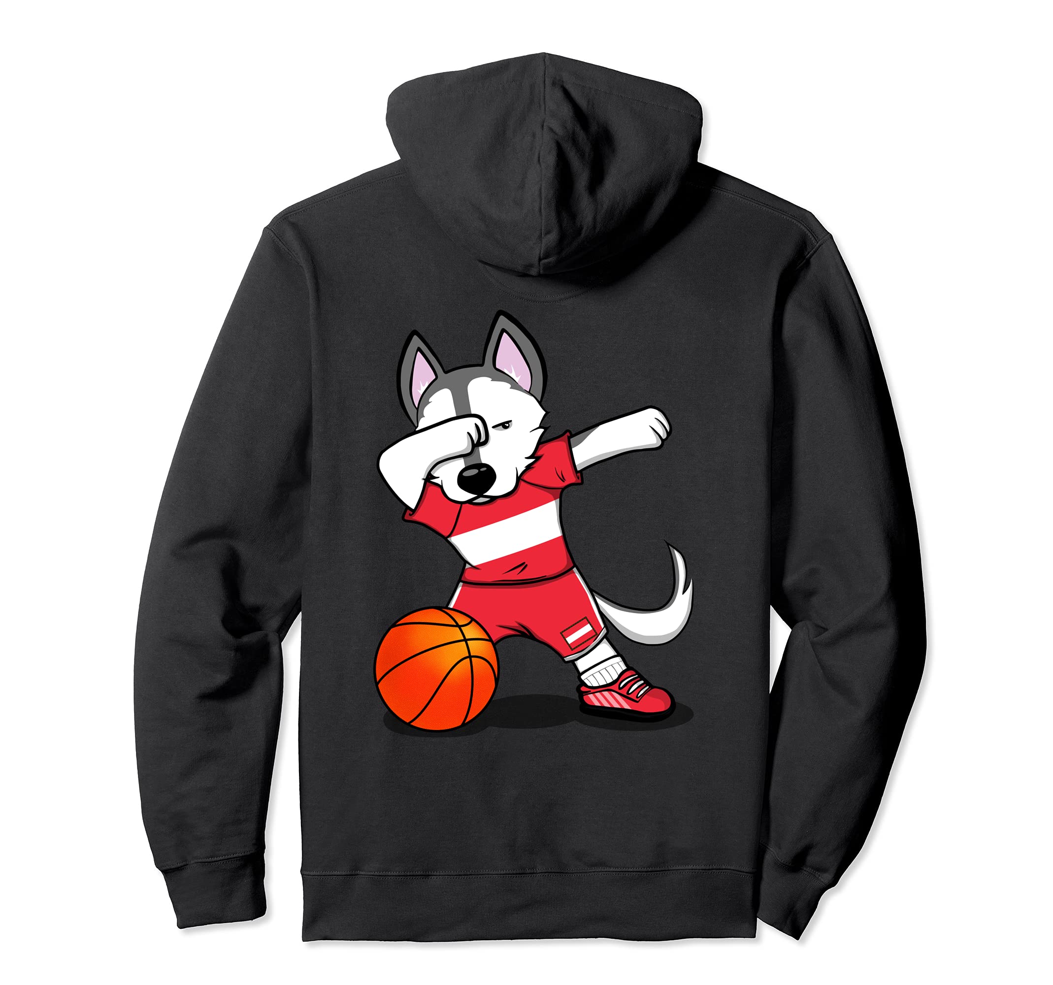 Dabbing Husky Austria Basketball Fans Jersey Austrian Flag Pullover Hoodie
